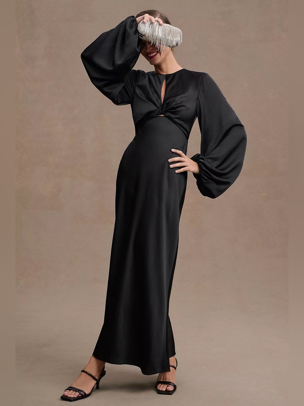 Significant Other ‘Demi’ Backless Long-Sleeve Column Gown